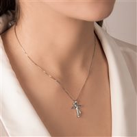 Pendentif Mirco Visconti Femme Girocollo croce in Or blanc Diamante 0.04 Ct MV80 - MV80